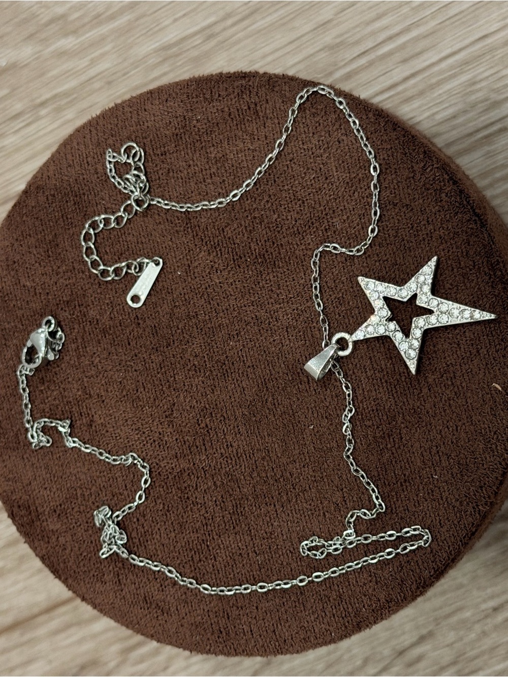 Silver Star Charm Necklace with Pavé Crystals - Elegant Silver Tone - Picture 1 of 4